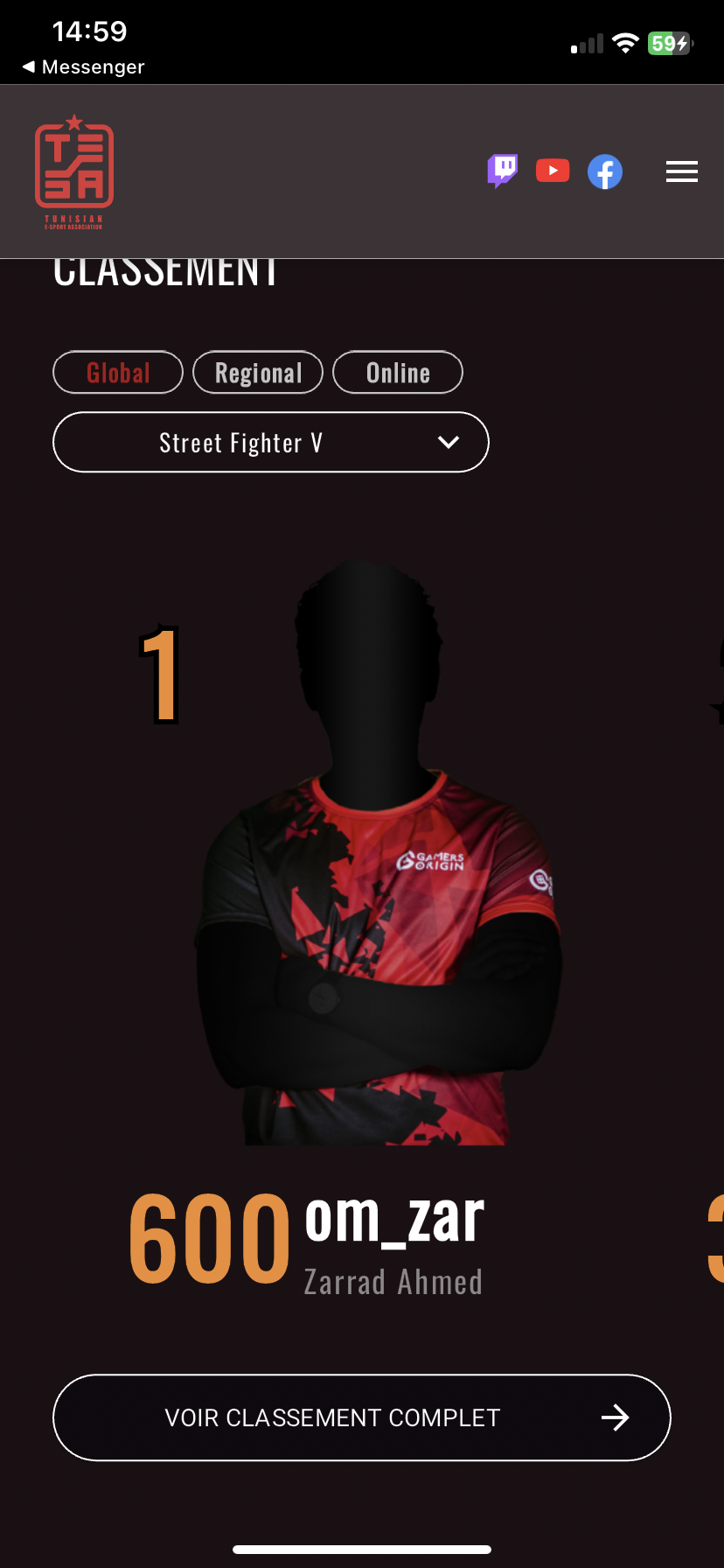 Tesa - classement sur l'accueil