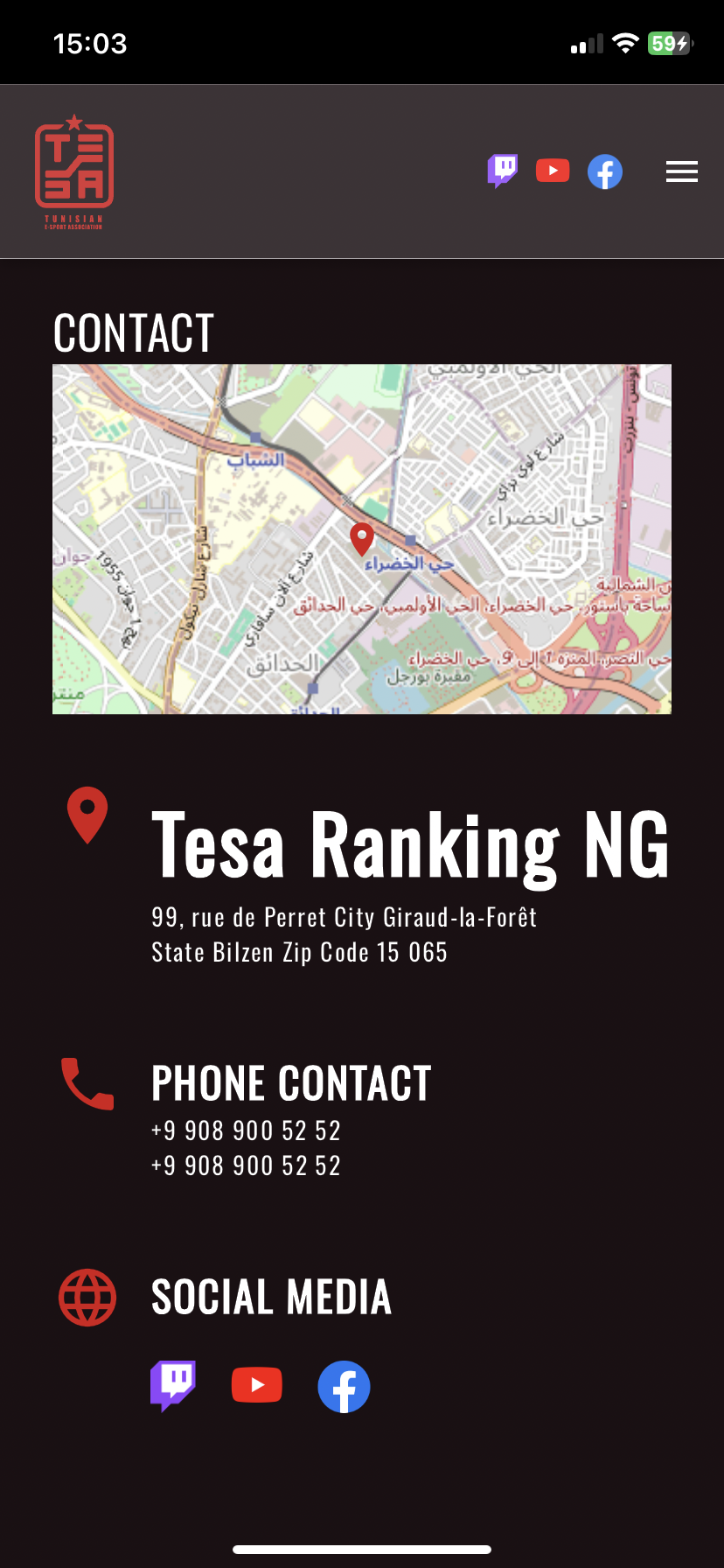 Tesa - page de contact