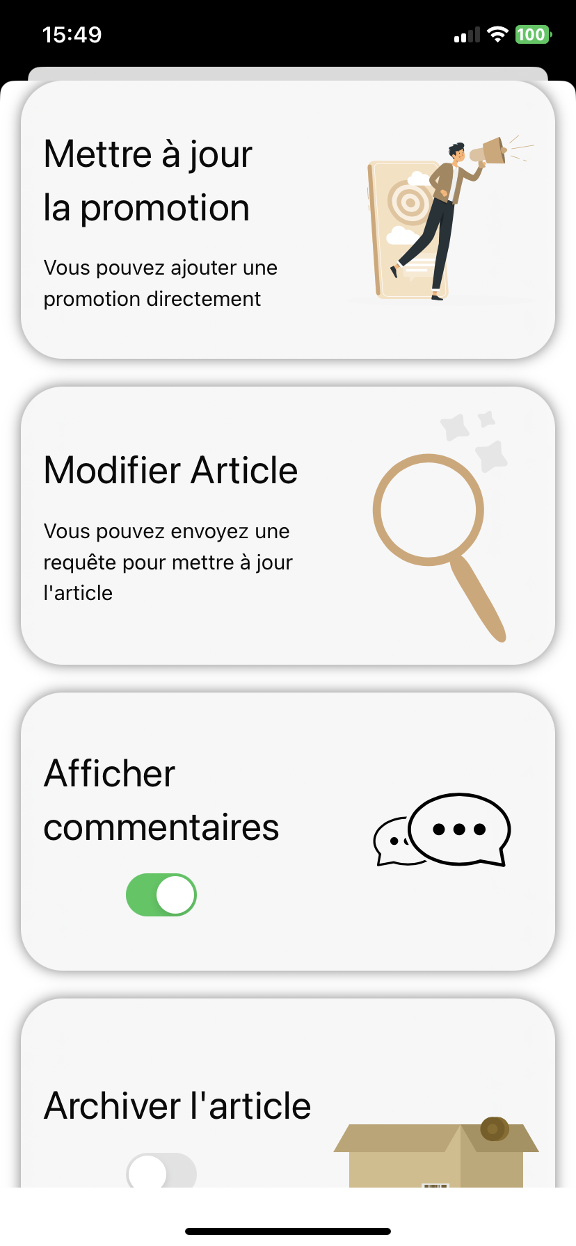 Artisan d'Art - mise à jour d'article